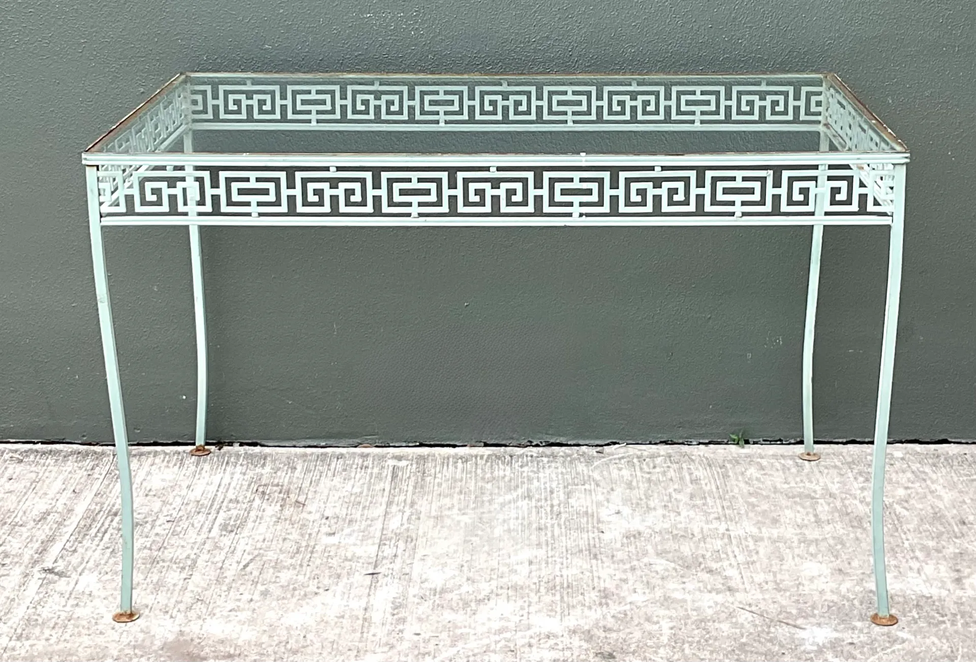 Vintage Meadowcraft Outdoor Dining Table with Greek Key Pattern — additional photo 2