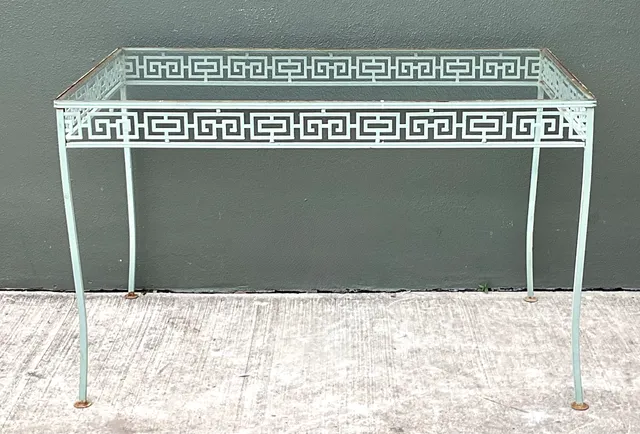 Vintage Meadowcraft Outdoor Dining Table with Greek Key Pattern — additional photo 2