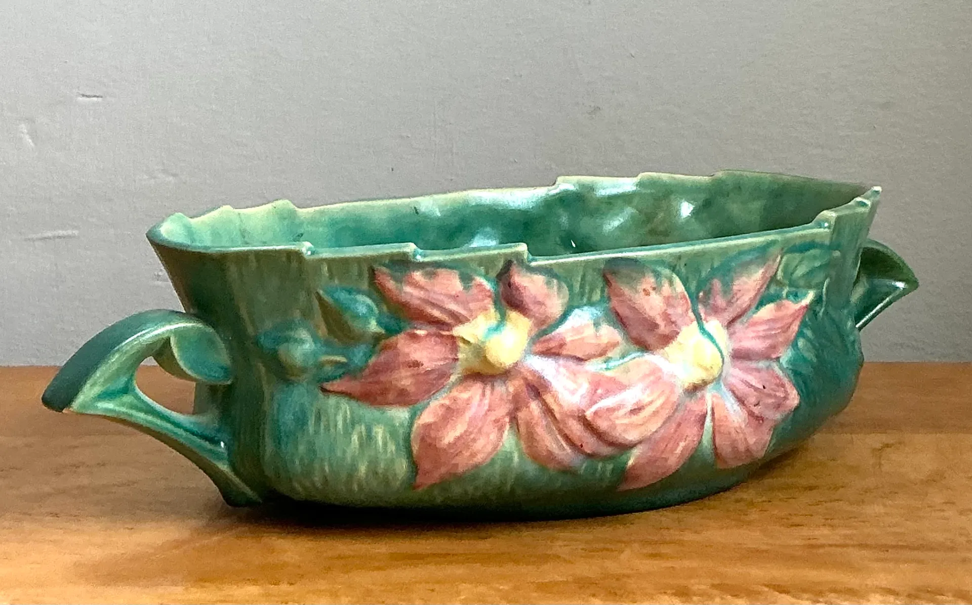 Vintage Roseville Floral Ceramic Bowl — additional photo 4