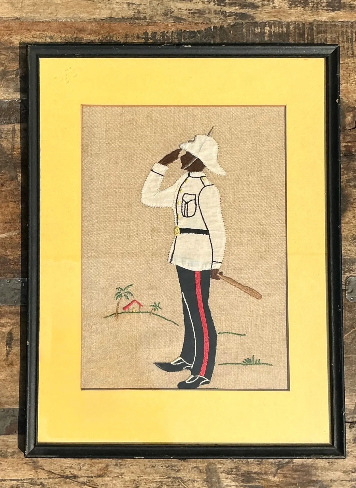 Vintage Embroidered Military Figure in Frame — additional photo 4