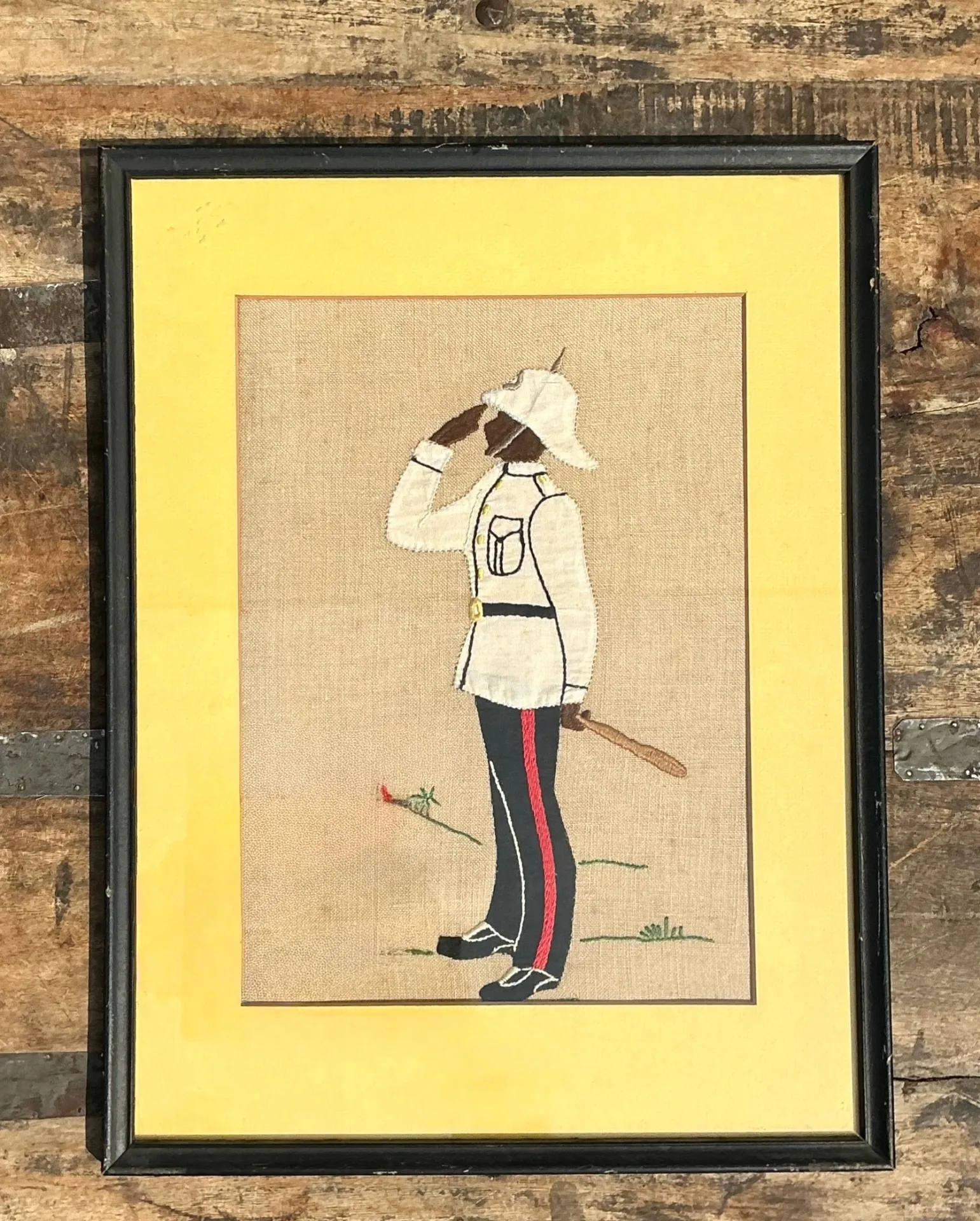 Vintage Embroidered Military Figure in Frame — additional photo 5