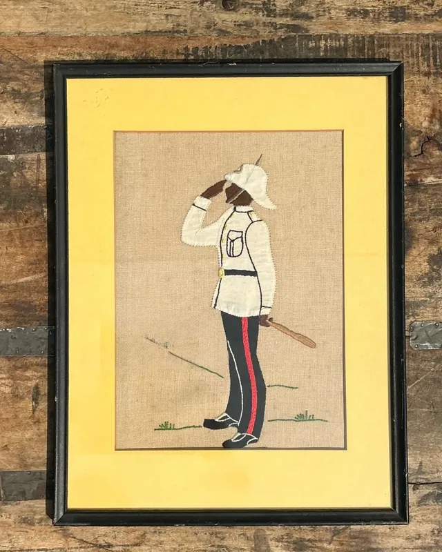 Vintage Embroidered Military Figure in Frame — additional photo 3