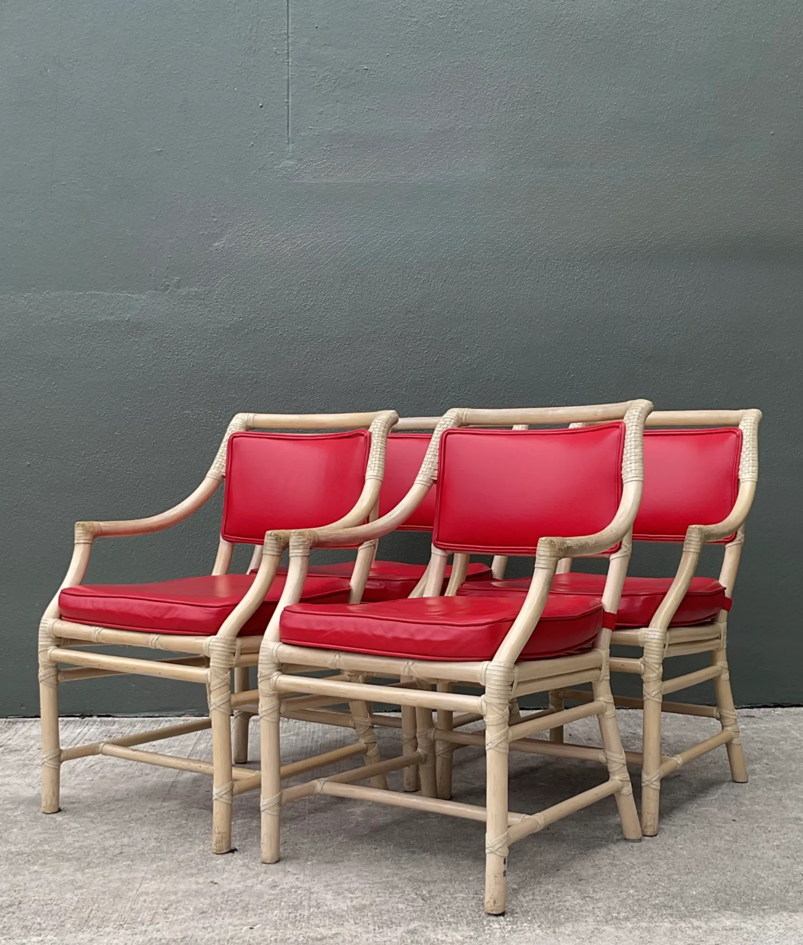 Vintage McGuire Rattan Dining Chairs - Set Of 4 — additional photo 6