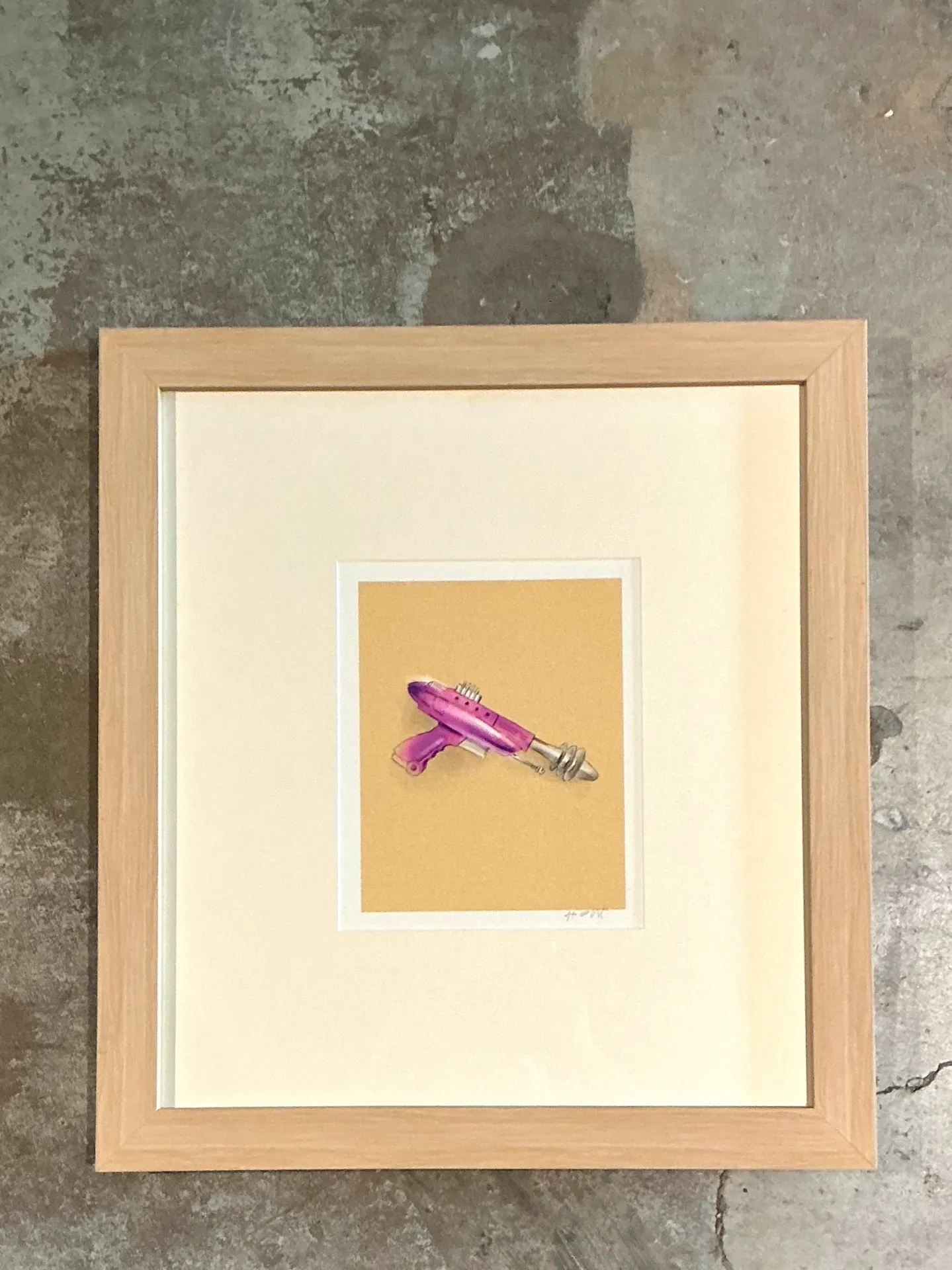 Vintage Framed Ray Gun Illustration on Paper — additional photo 2