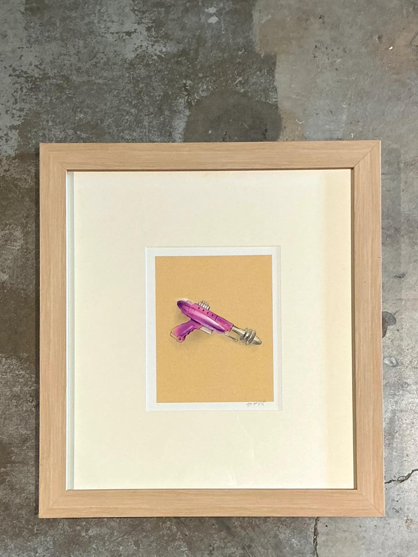 Vintage Framed Ray Gun Illustration on Paper — additional photo 1