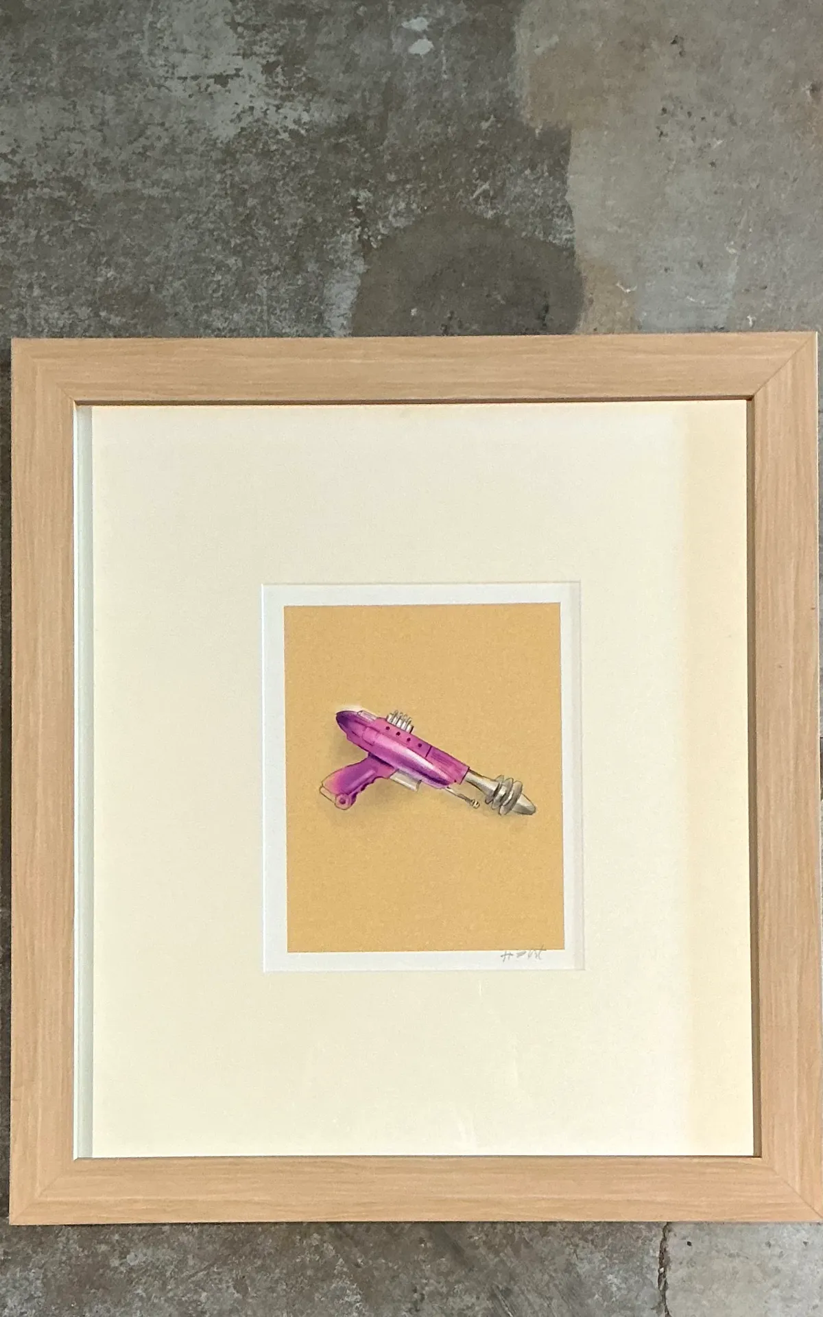 Vintage Framed Ray Gun Illustration on Paper — additional photo 1