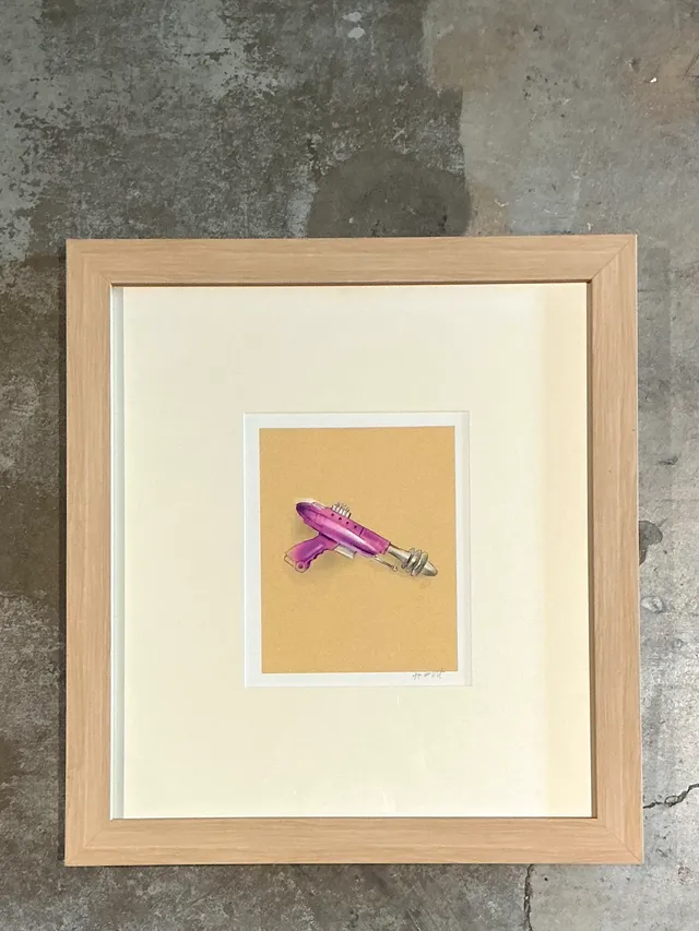 Vintage Framed Ray Gun Illustration on Paper — additional photo 1