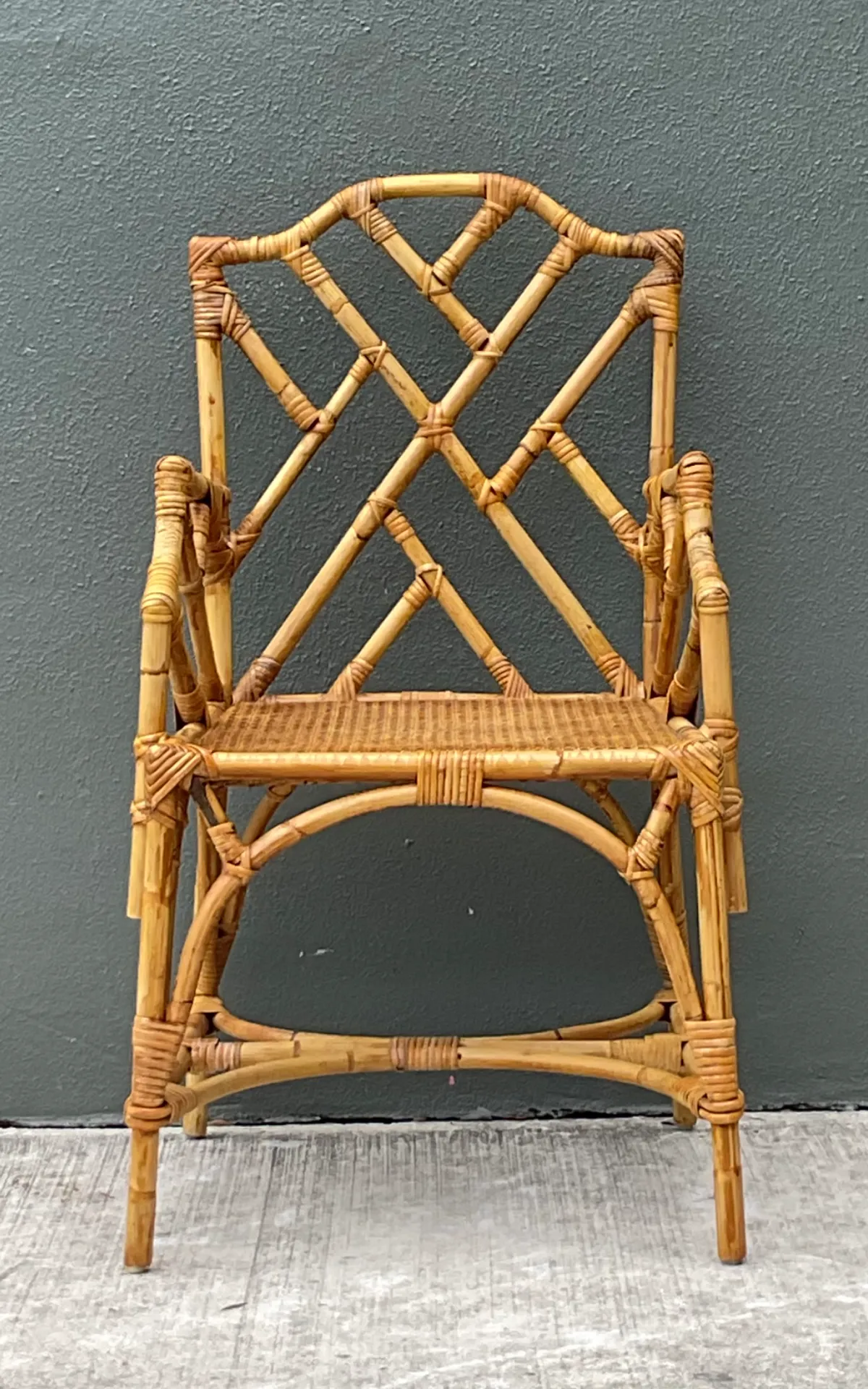 Vintage Chinese Chippendale Rattan Chair — additional photo 2