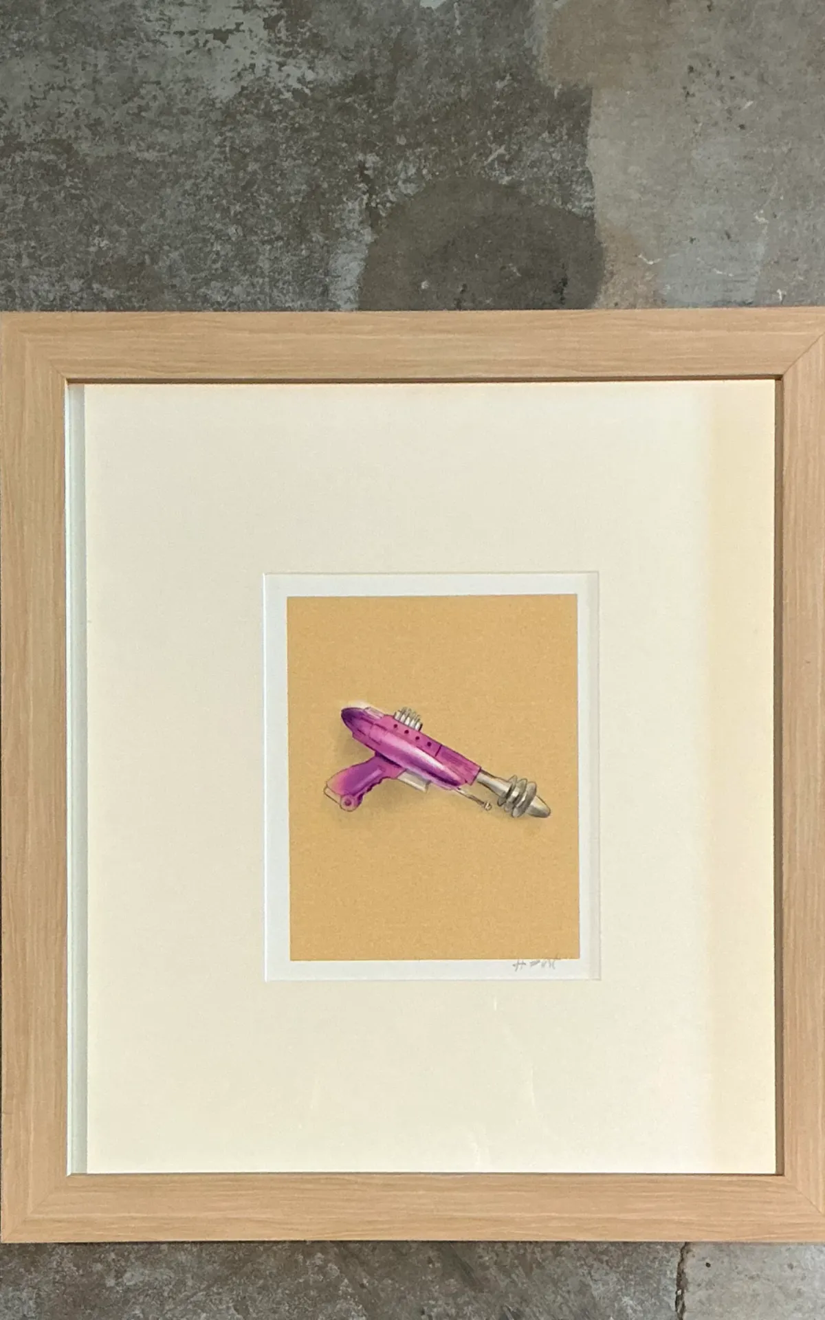 Vintage Framed Ray Gun Illustration on Paper — additional photo 3