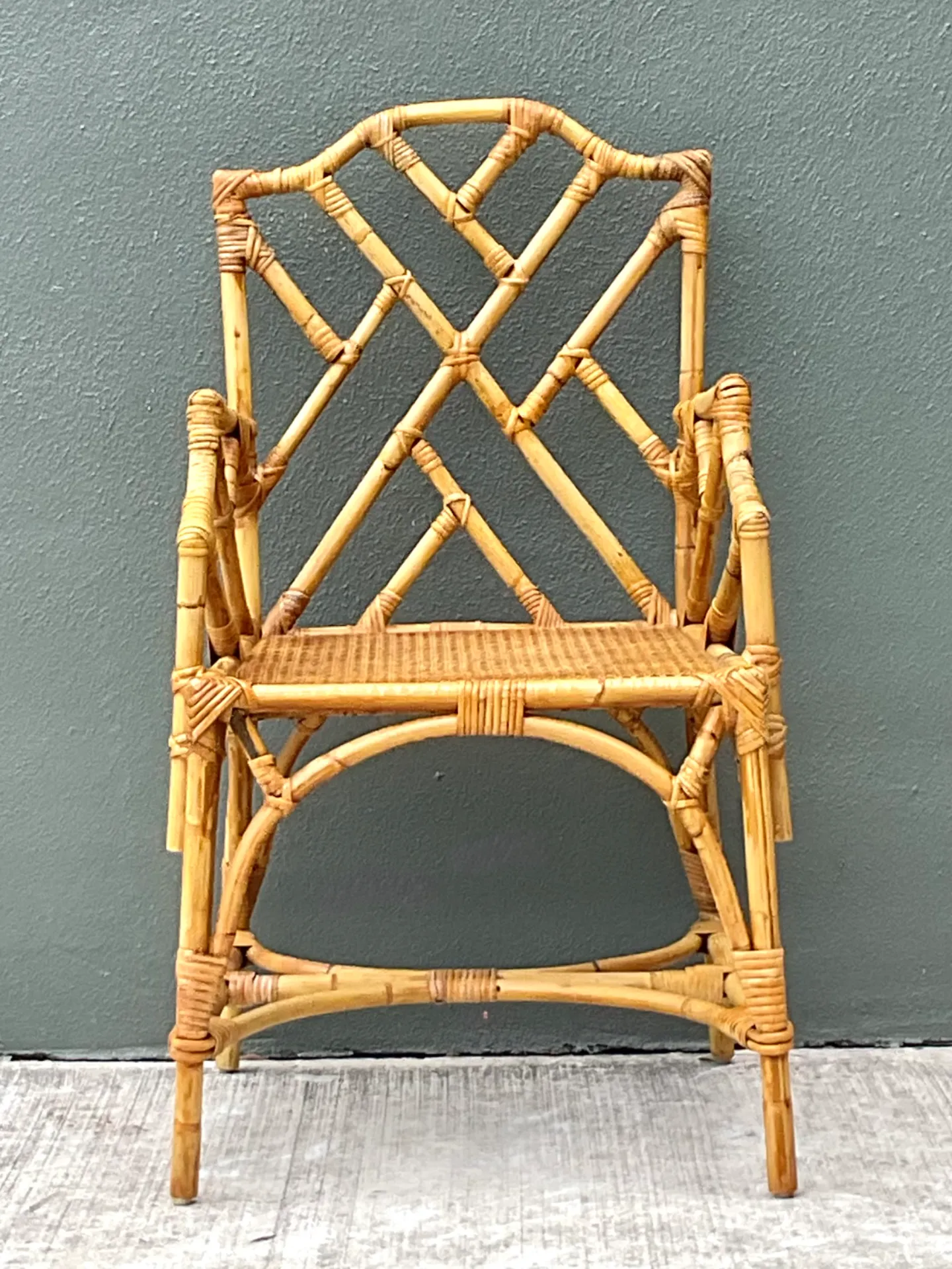 Vintage Chinese Chippendale Rattan Chair — additional photo 6