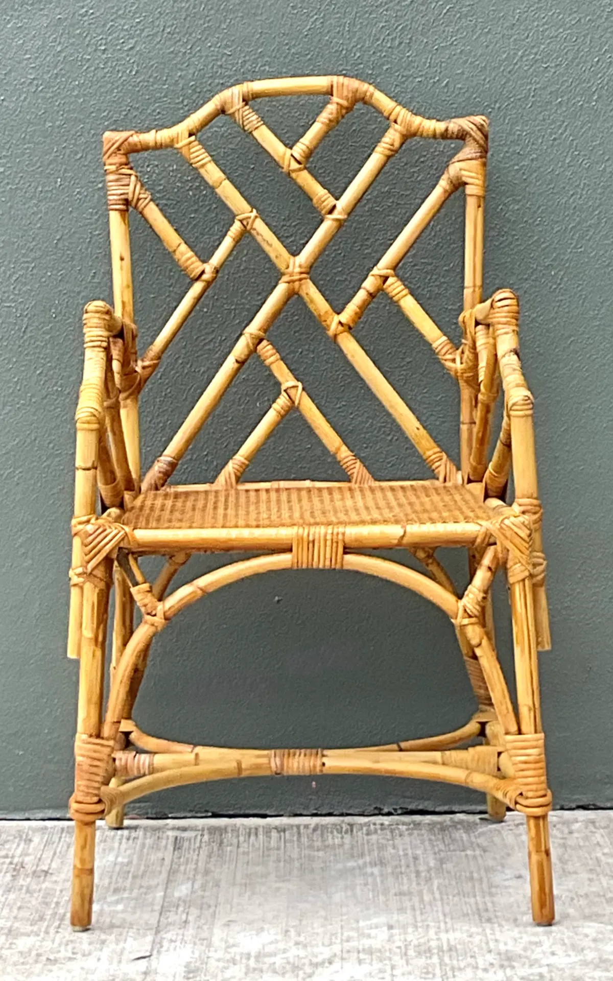 Vintage Chinese Chippendale Rattan Chair — additional photo 6