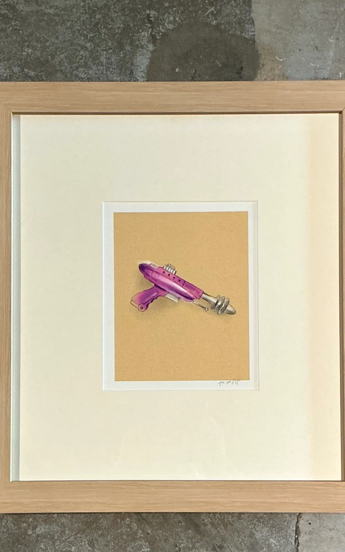 Vintage Framed Ray Gun Illustration on Paper — additional photo 4