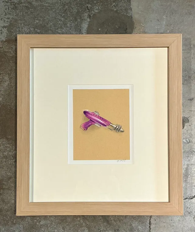 Vintage Framed Ray Gun Illustration on Paper — additional photo 4