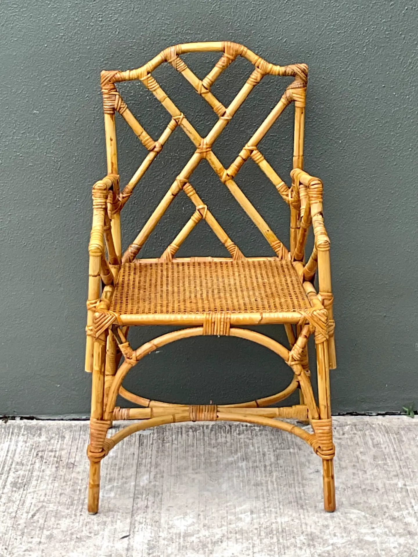Vintage Chinese Chippendale Rattan Chair — additional photo 5