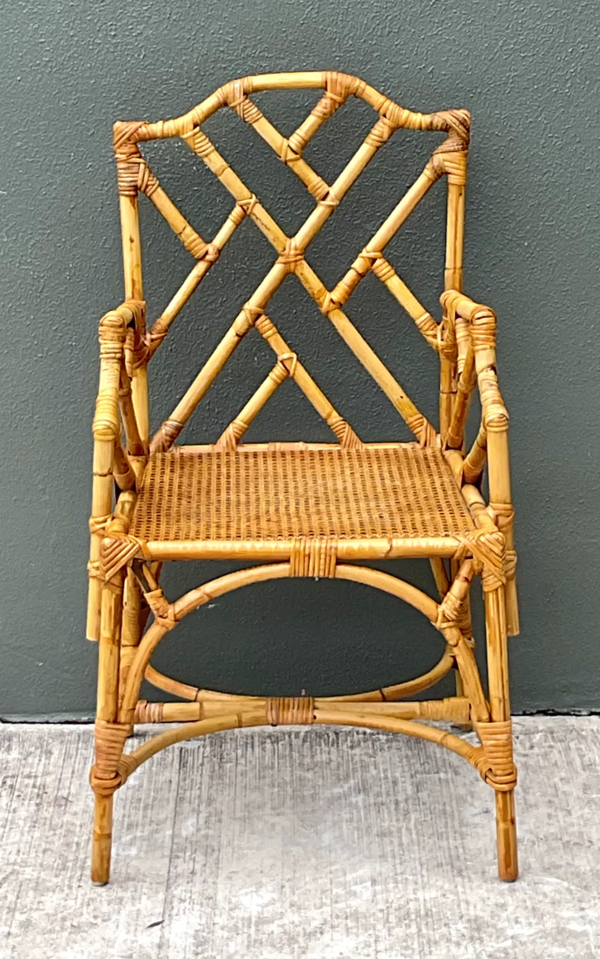 Vintage Chinese Chippendale Rattan Chair — additional photo 5