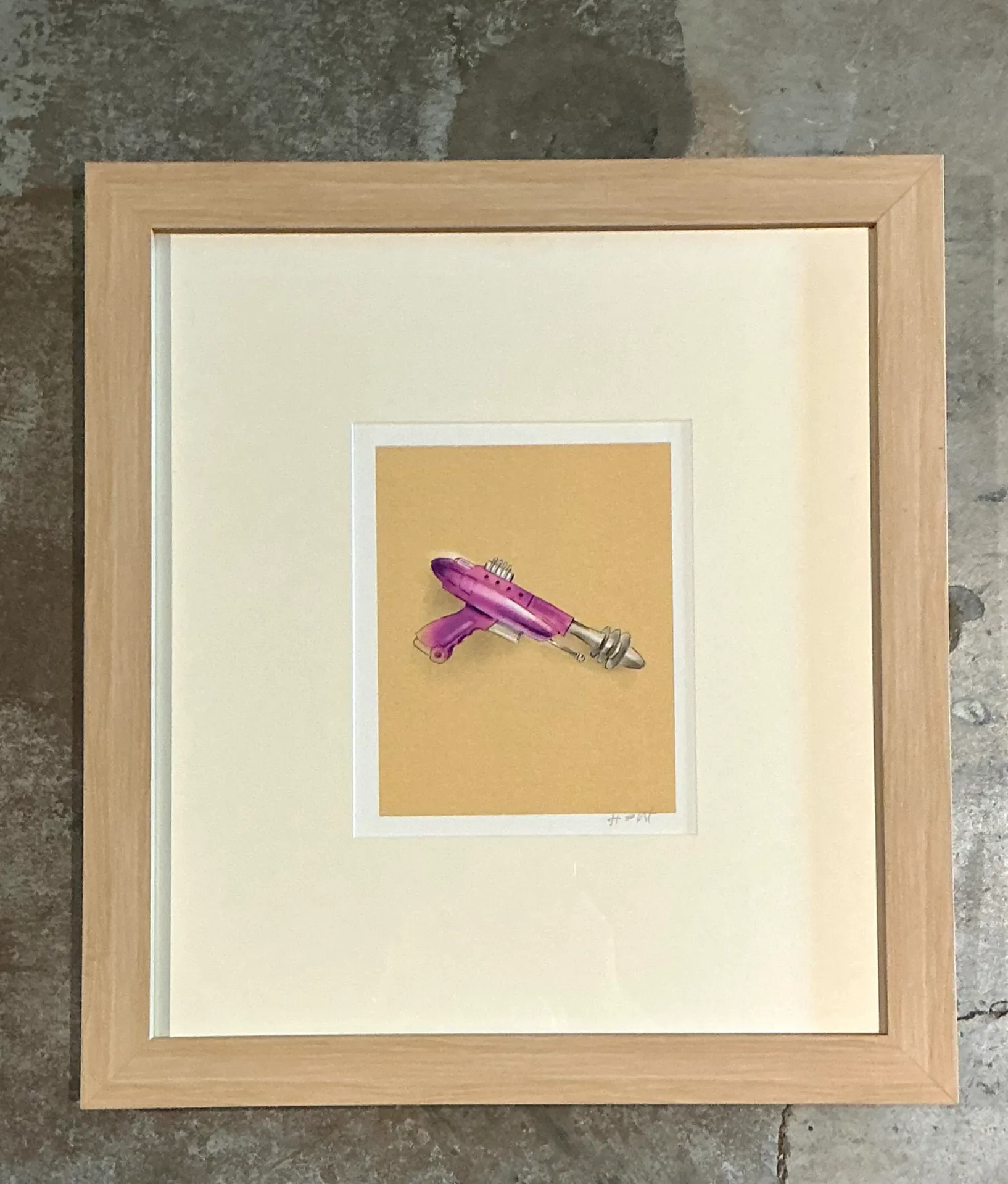 Vintage Framed Ray Gun Illustration on Paper — additional photo 8