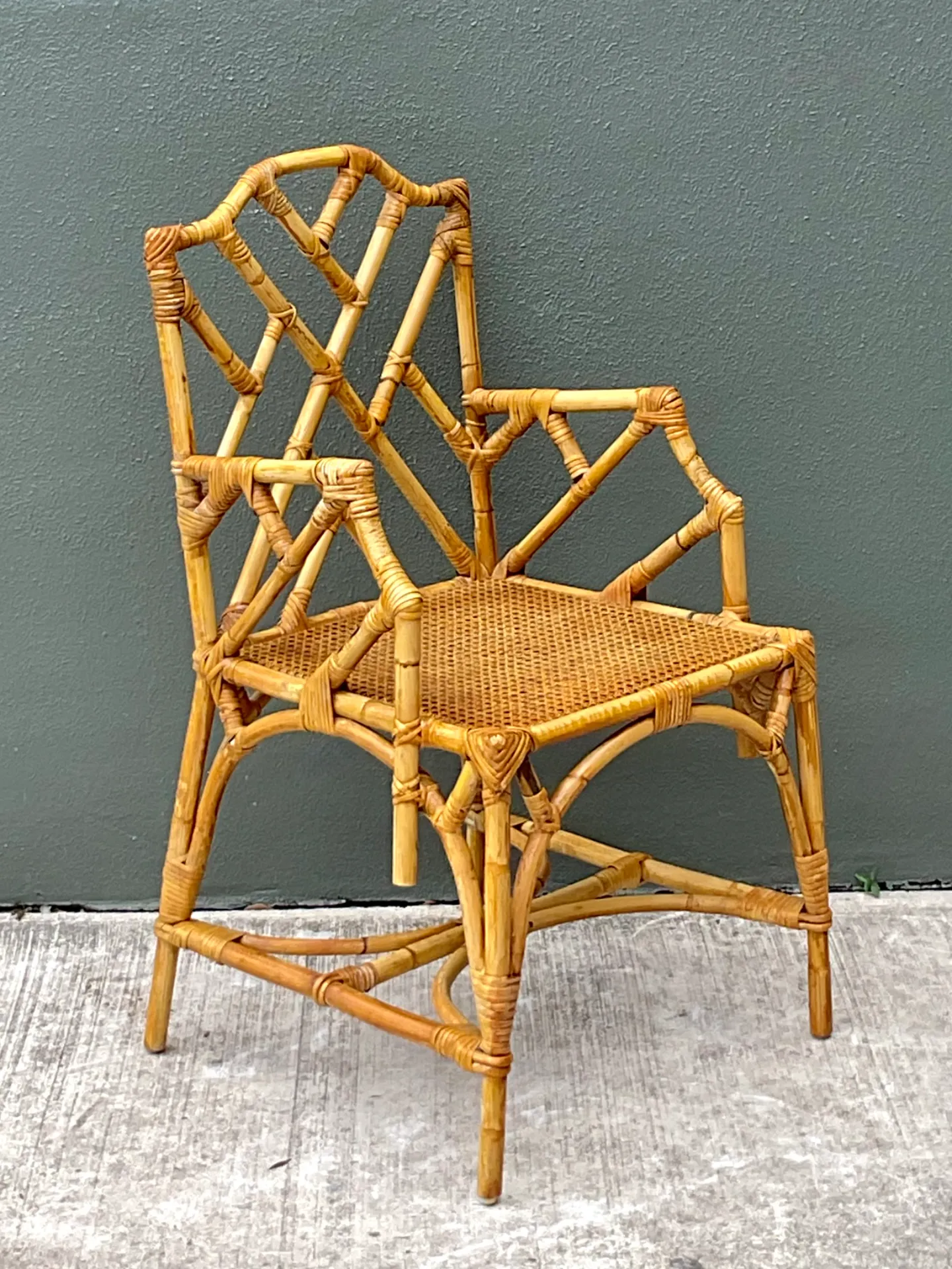 Vintage Chinese Chippendale Rattan Chair — additional photo 4