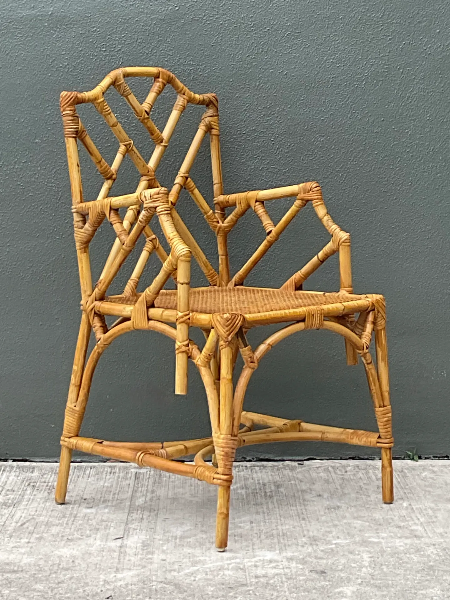 Vintage Chinese Chippendale Rattan Chair — additional photo 3