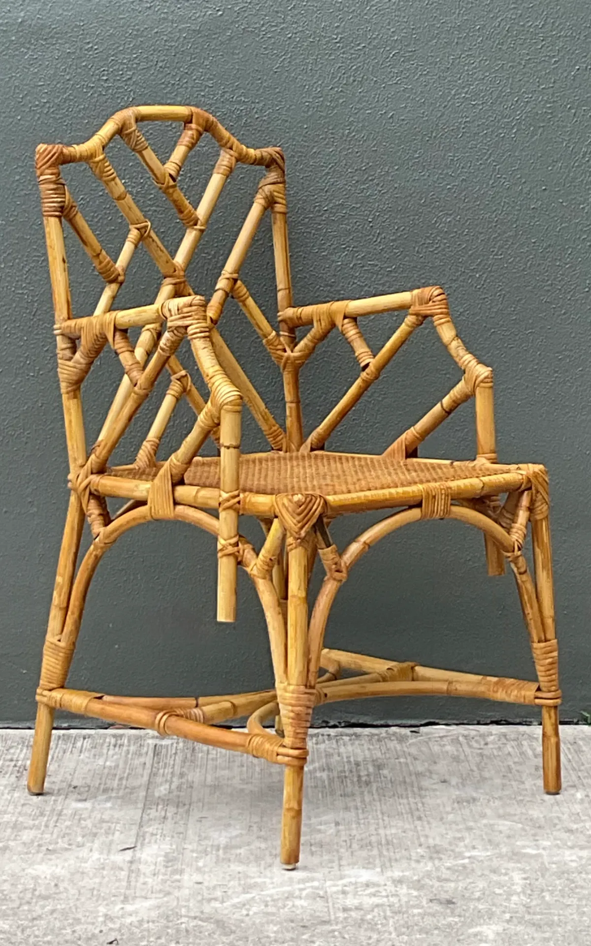 Vintage Chinese Chippendale Rattan Chair — additional photo 3