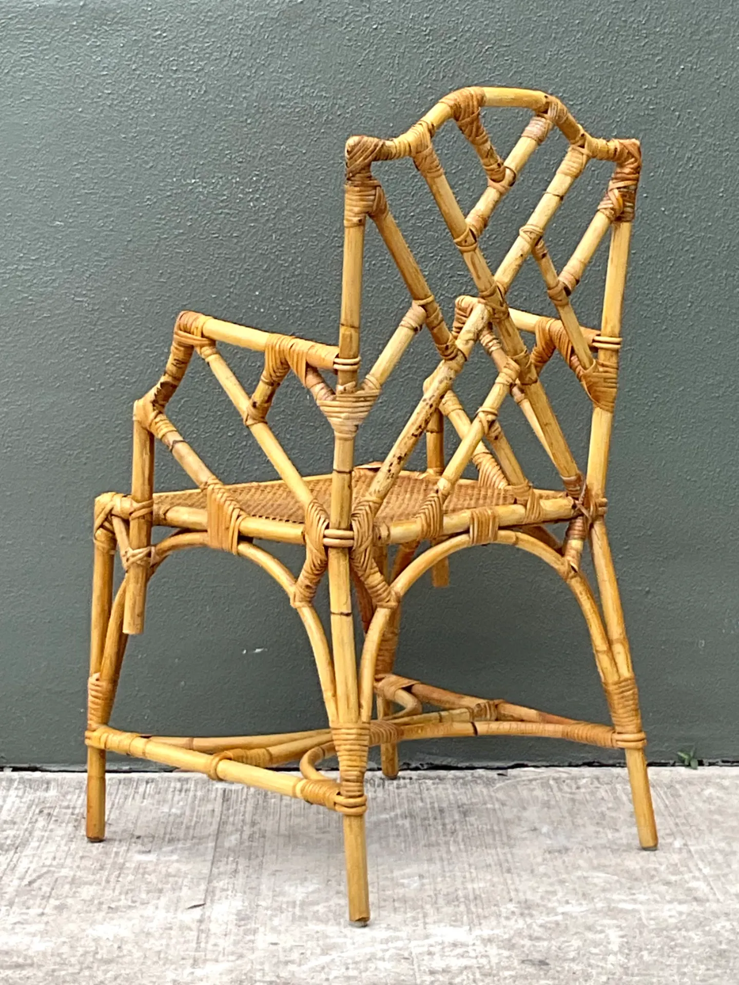 Vintage Chinese Chippendale Rattan Chair — additional photo 1