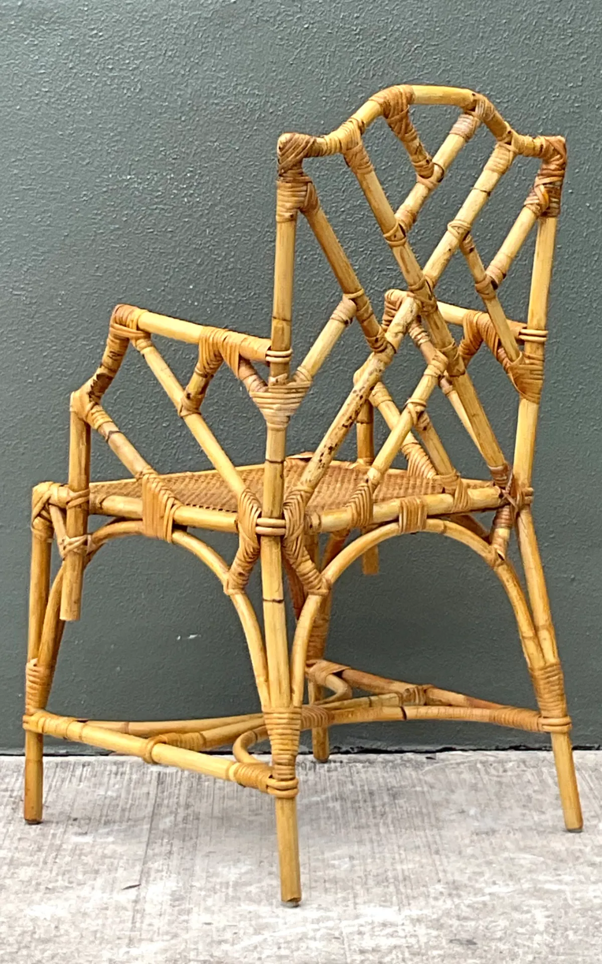 Vintage Chinese Chippendale Rattan Chair