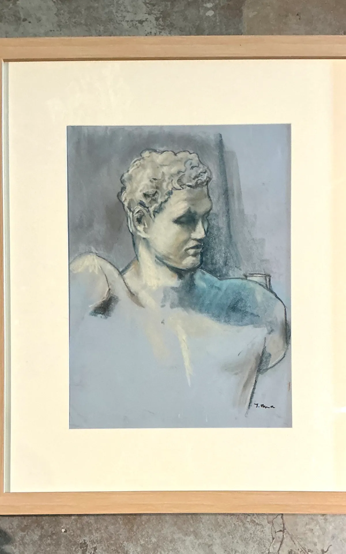 Vintage Framed Classical Bust Study on Paper — additional photo 8