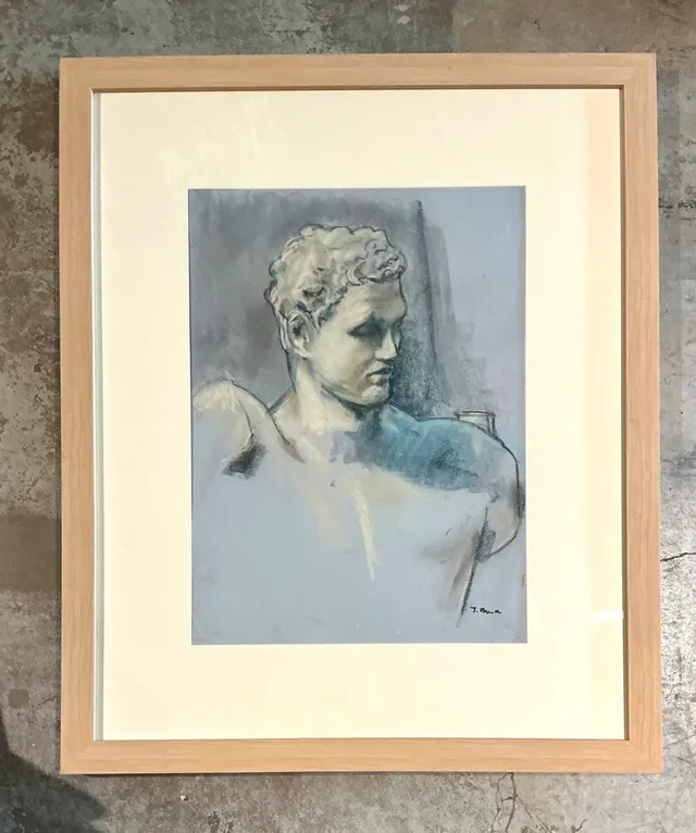 Vintage Framed Classical Bust Study on Paper — additional photo 8