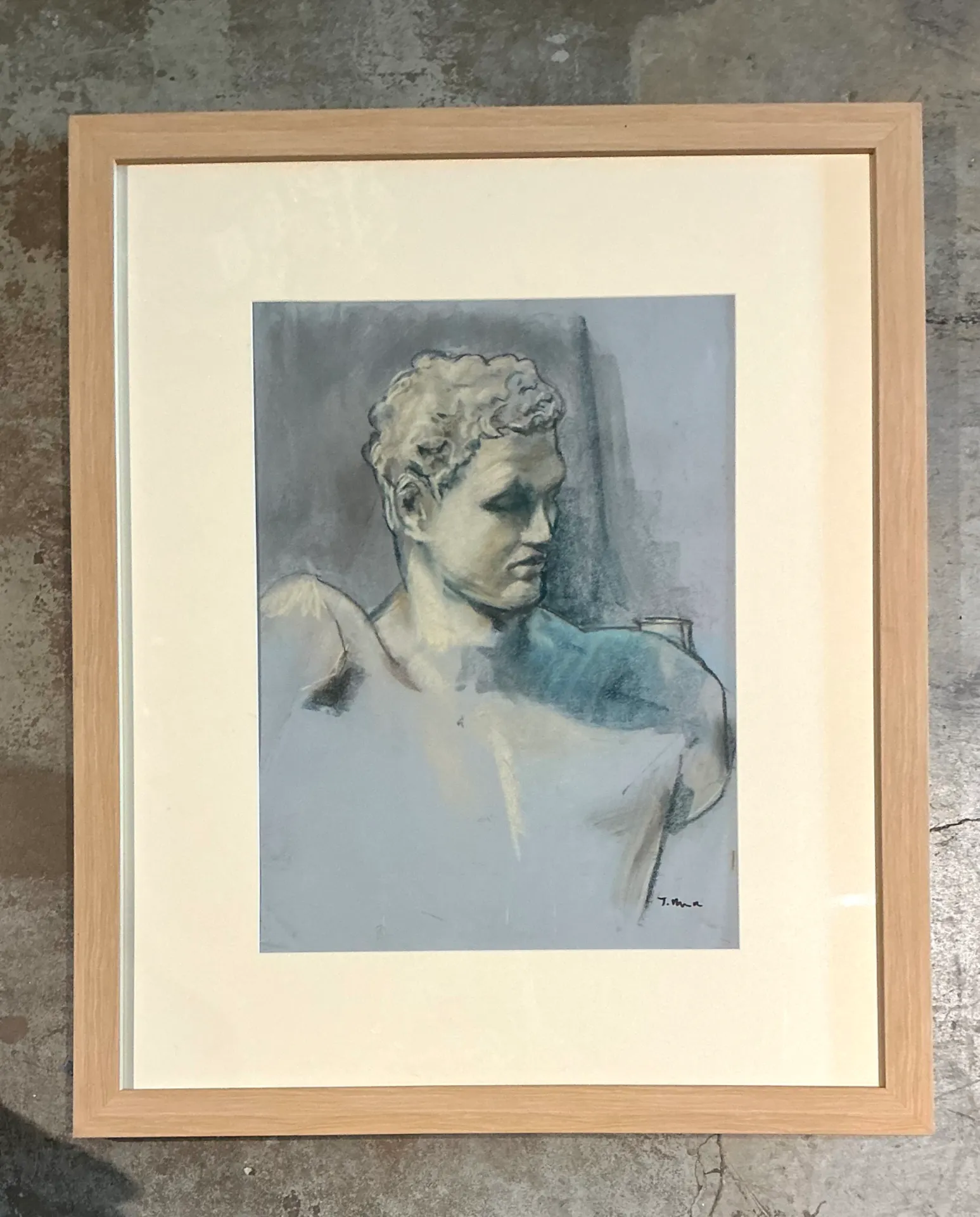 Vintage Framed Classical Bust Study on Paper — additional photo 7