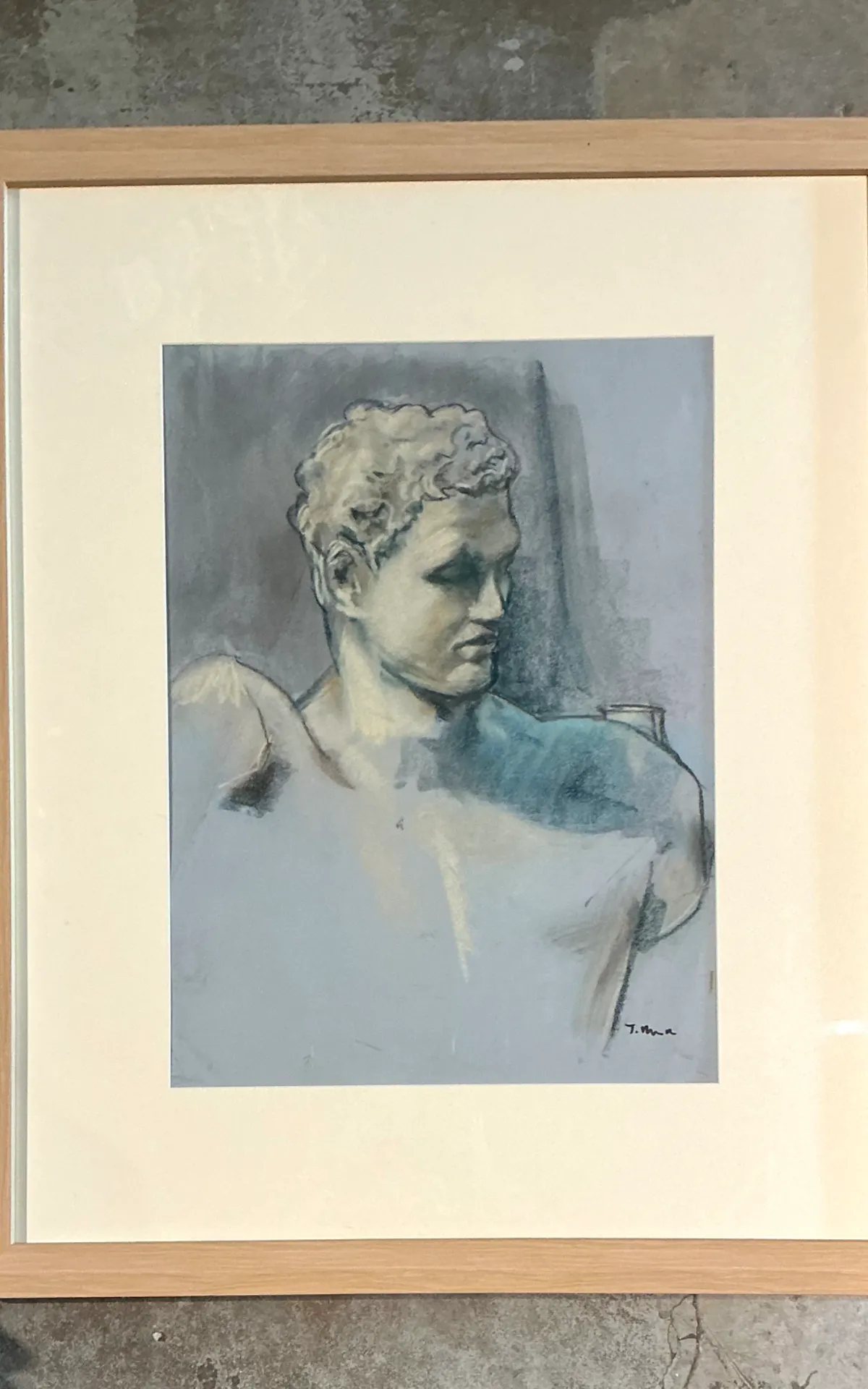 Vintage Framed Classical Bust Study on Paper — additional photo 7