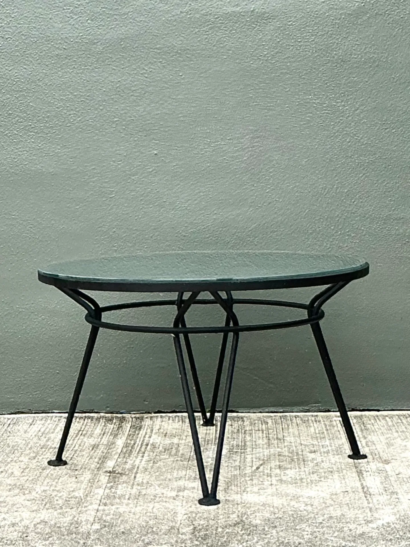 Vintage MCM Salterini “Radar” Iron and Glass Coffee Table — additional photo 6