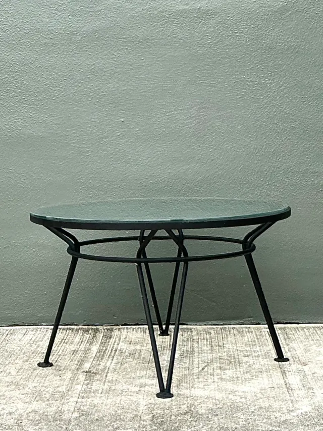 Vintage MCM Salterini “Radar” Iron and Glass Coffee Table — additional photo 6