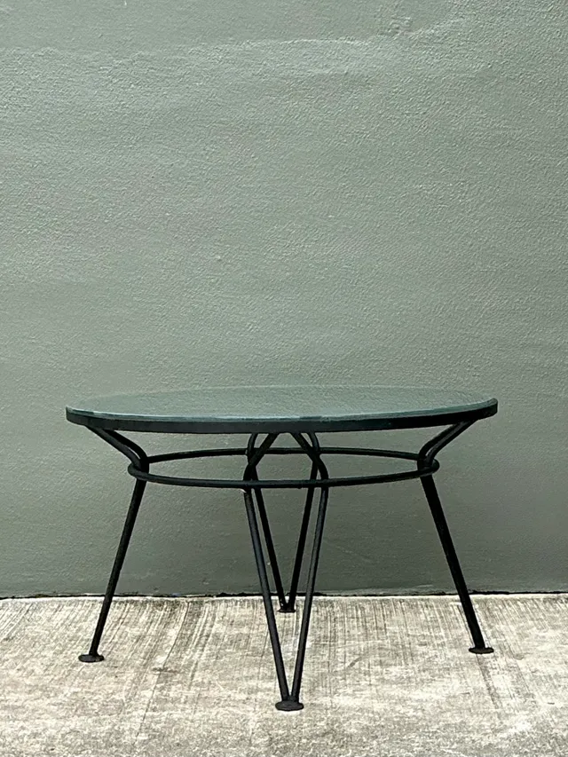 Vintage MCM Salterini “Radar” Iron and Glass Coffee Table — additional photo 4