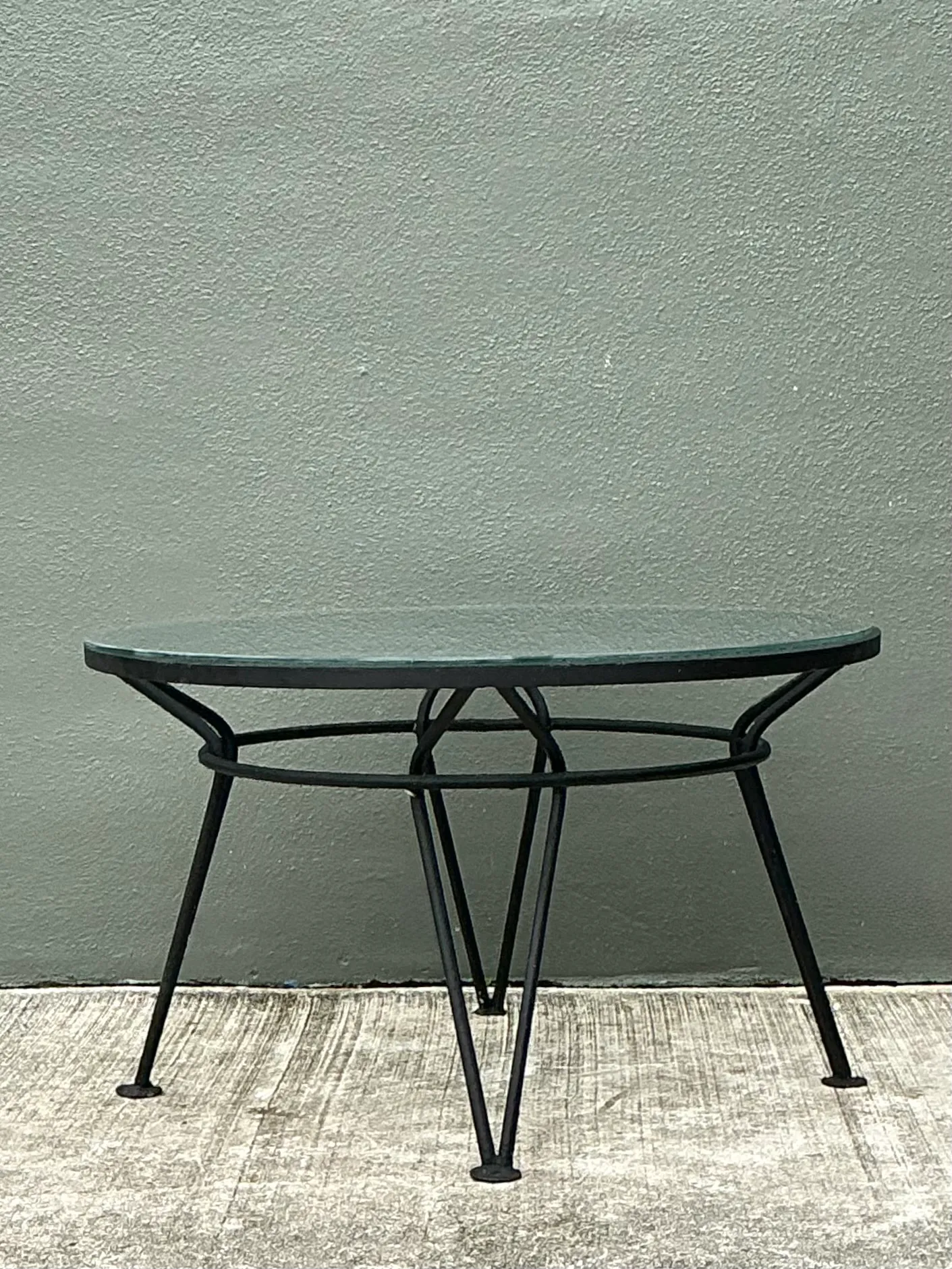 Vintage MCM Salterini “Radar” Iron and Glass Coffee Table — additional photo 2