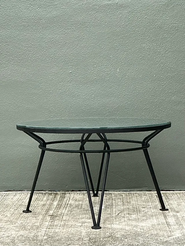 Vintage MCM Salterini “Radar” Iron and Glass Coffee Table — additional photo 2