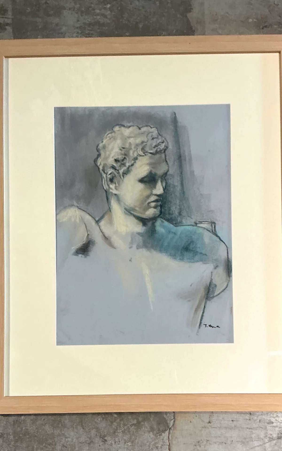 Vintage Framed Classical Bust Study on Paper — additional photo 5