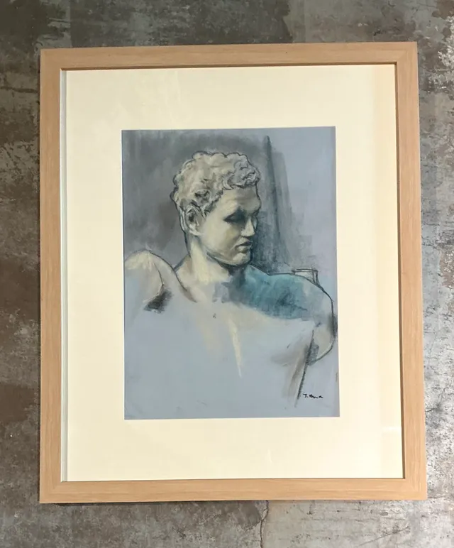 Vintage Framed Classical Bust Study on Paper — additional photo 5