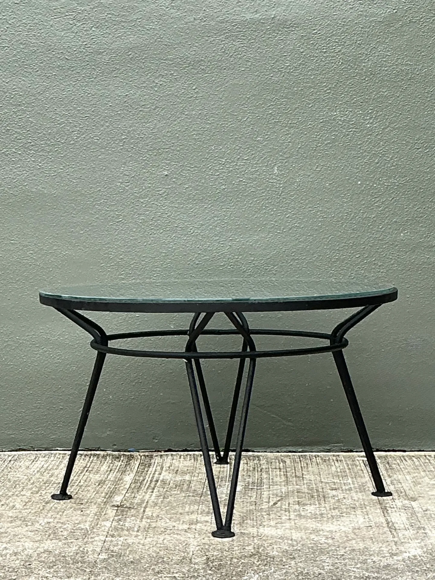 Vintage MCM Salterini “Radar” Iron and Glass Coffee Table — additional photo 8