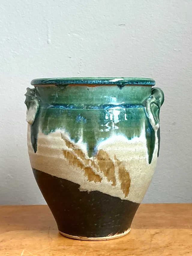 Vintage Drip Glaze Pottery Vase — additional photo 2