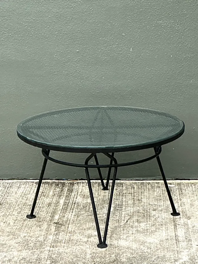 Vintage MCM Salterini “Radar” Iron and Glass Coffee Table — additional photo 3
