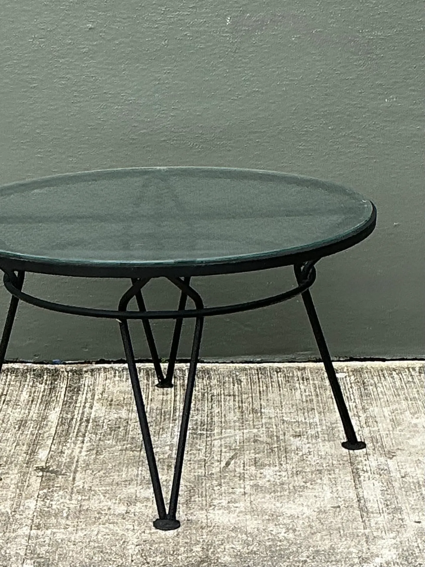 Vintage MCM Salterini “Radar” Iron and Glass Coffee Table — additional photo 1