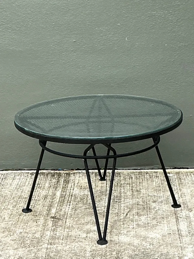 Vintage MCM Salterini “Radar” Iron and Glass Coffee Table — additional photo 7