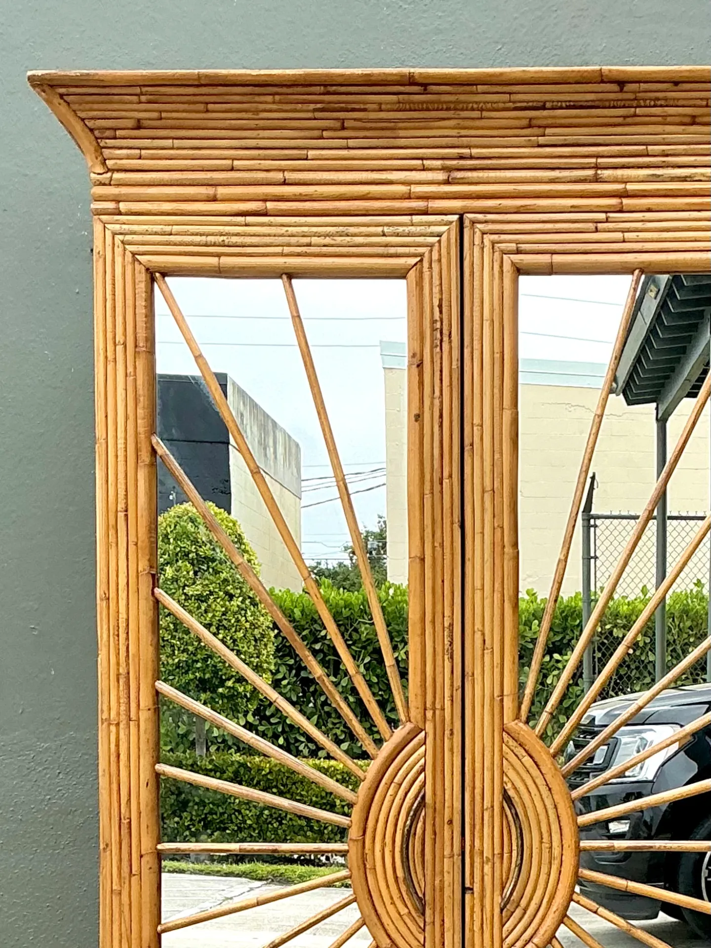 Vintage Rattan Sunburst Cabinet — additional photo 7