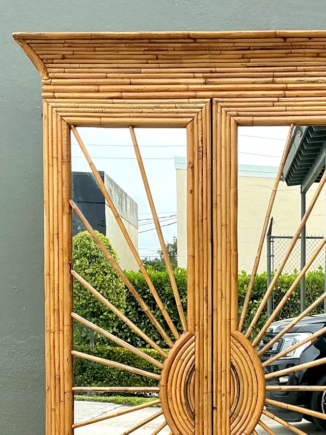 Vintage Rattan Sunburst Cabinet — additional photo 7