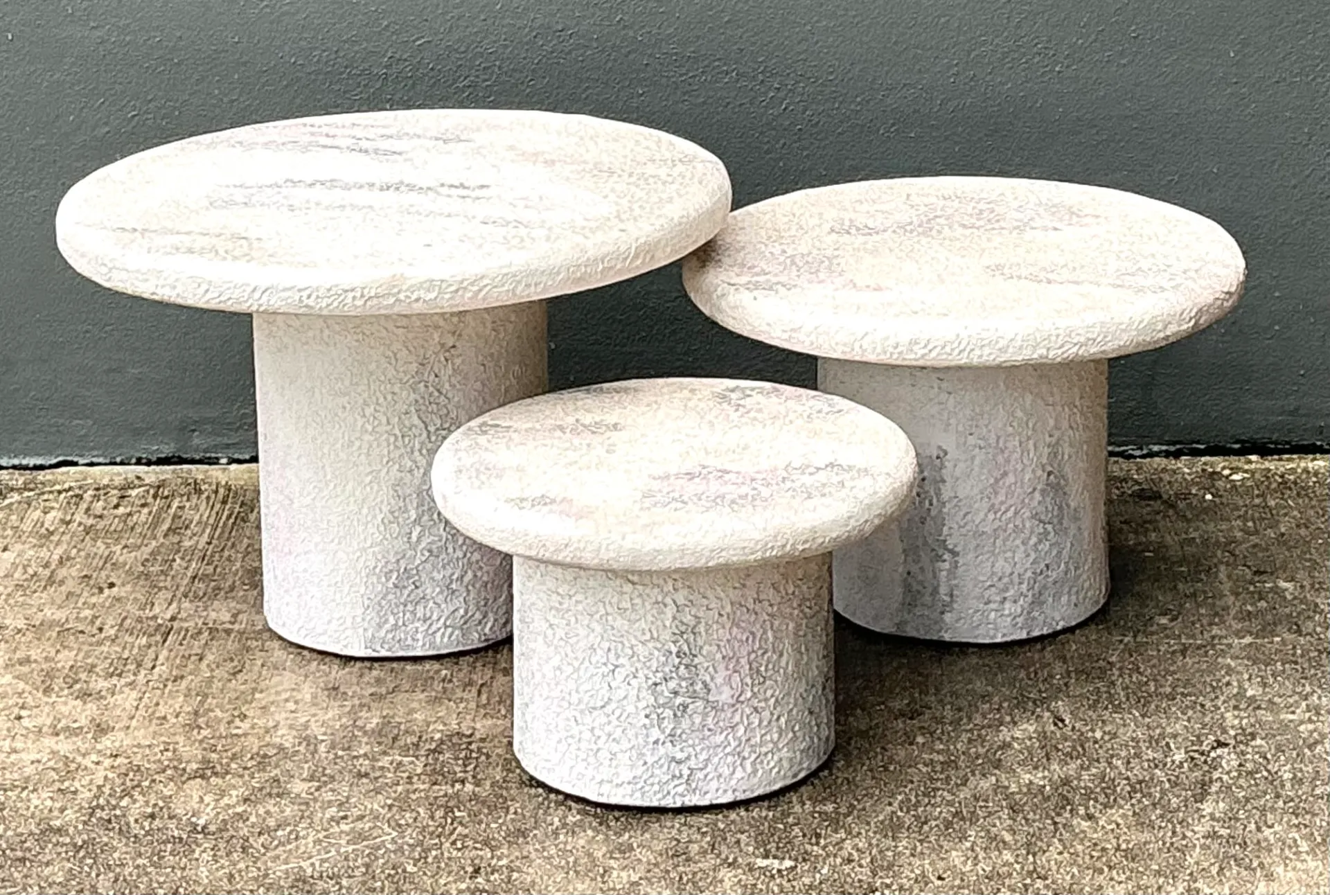 Vintage Textured Faux Stone Side Tables — additional photo 1