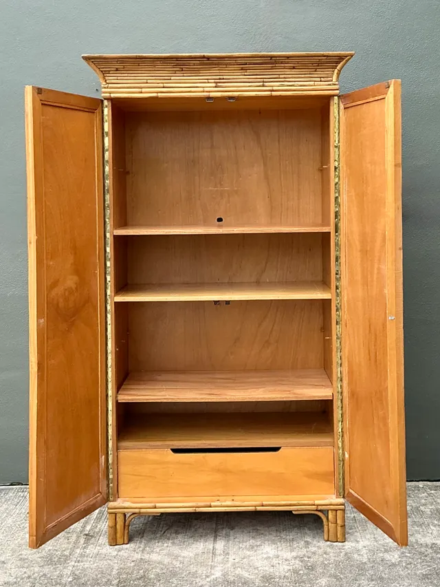 Vintage Rattan Sunburst Cabinet — additional photo 5