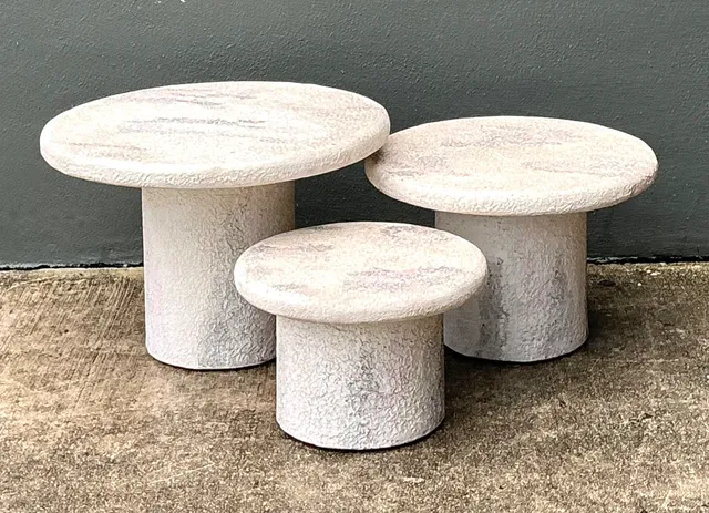 Vintage Textured Faux Stone Side Tables — additional photo 5