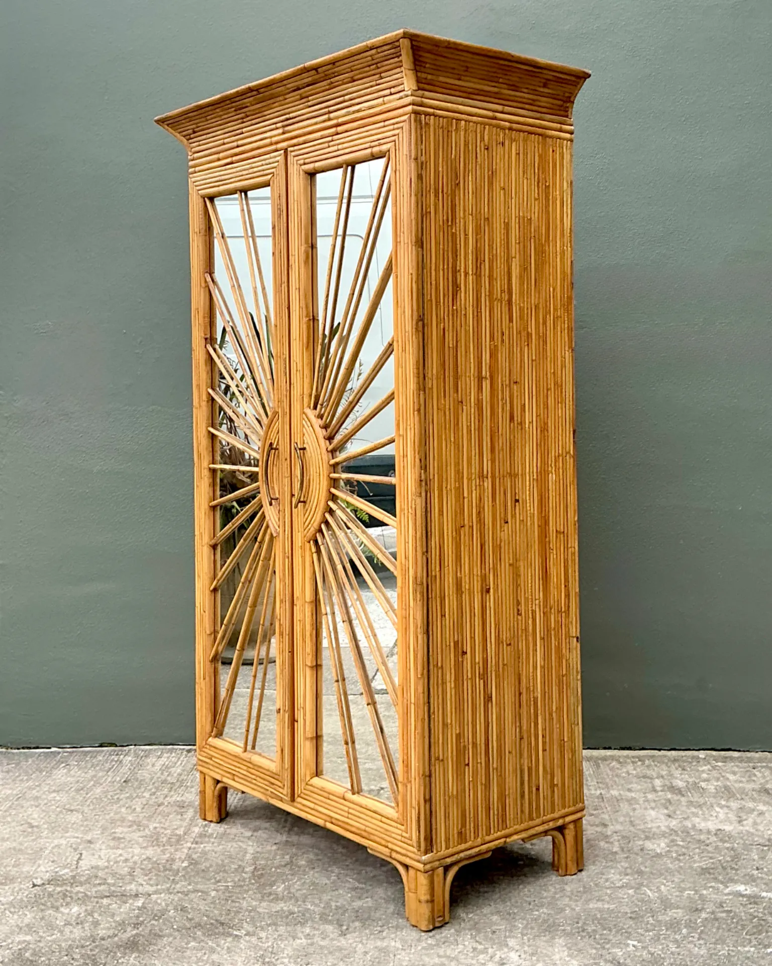 Vintage Rattan Sunburst Cabinet — additional photo 4