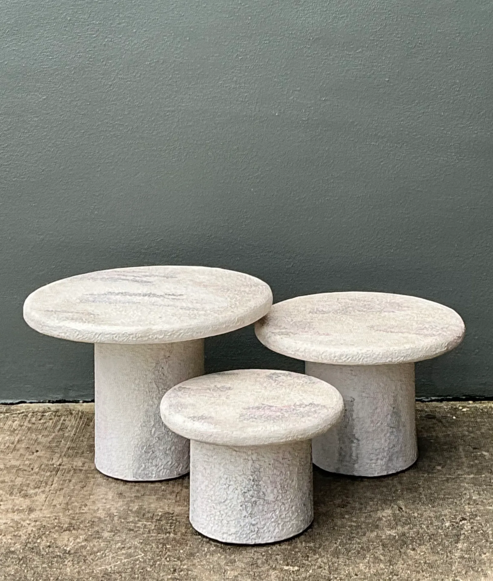 Vintage Textured Faux Stone Side Tables — additional photo 6