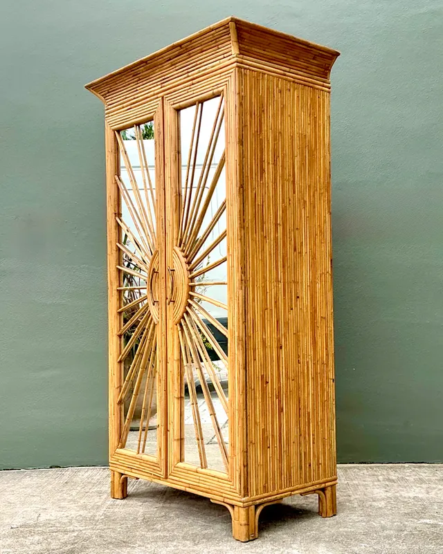 Vintage Rattan Sunburst Cabinet — additional photo 6