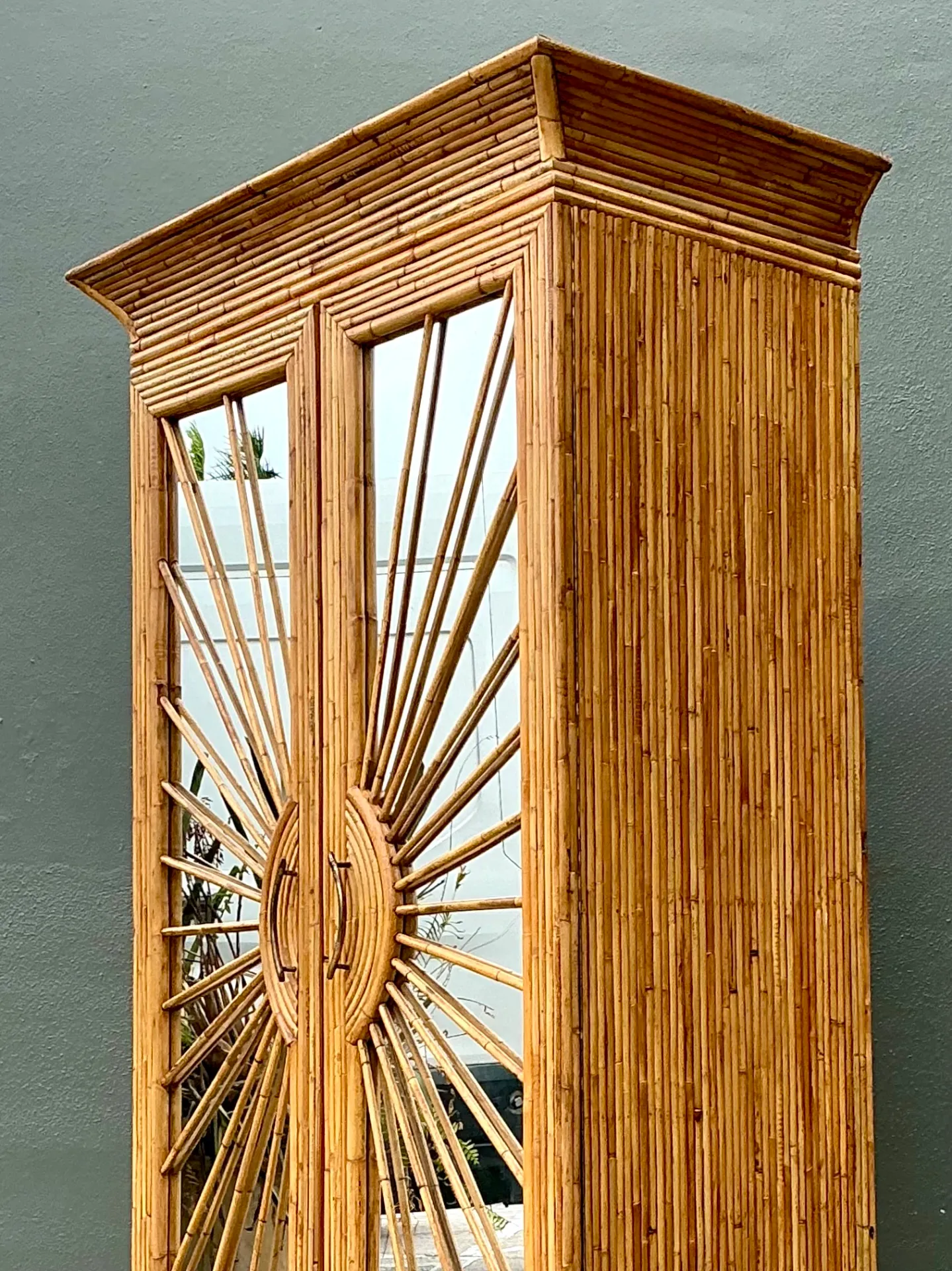 Vintage Rattan Sunburst Cabinet — additional photo 8